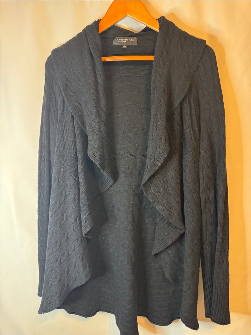 Jones New York Charcoal Open-Front Cable Cardigan woman’s XL